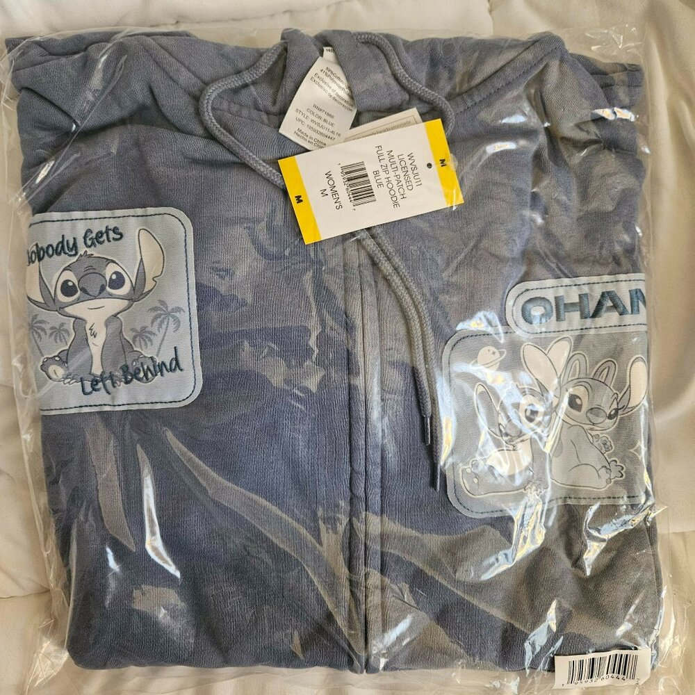 🆕 SIZE M DISNEY HOODIE Lilo & Stitch full zip w/ patches